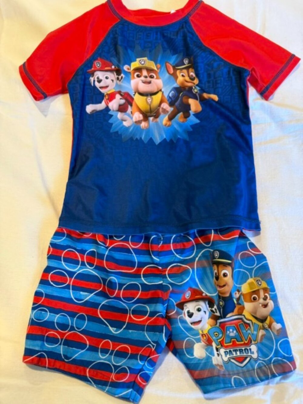 Paw Patrol Kids Boys Rashguard Swim Set with Chase, Rubble & Marshall (4T)
